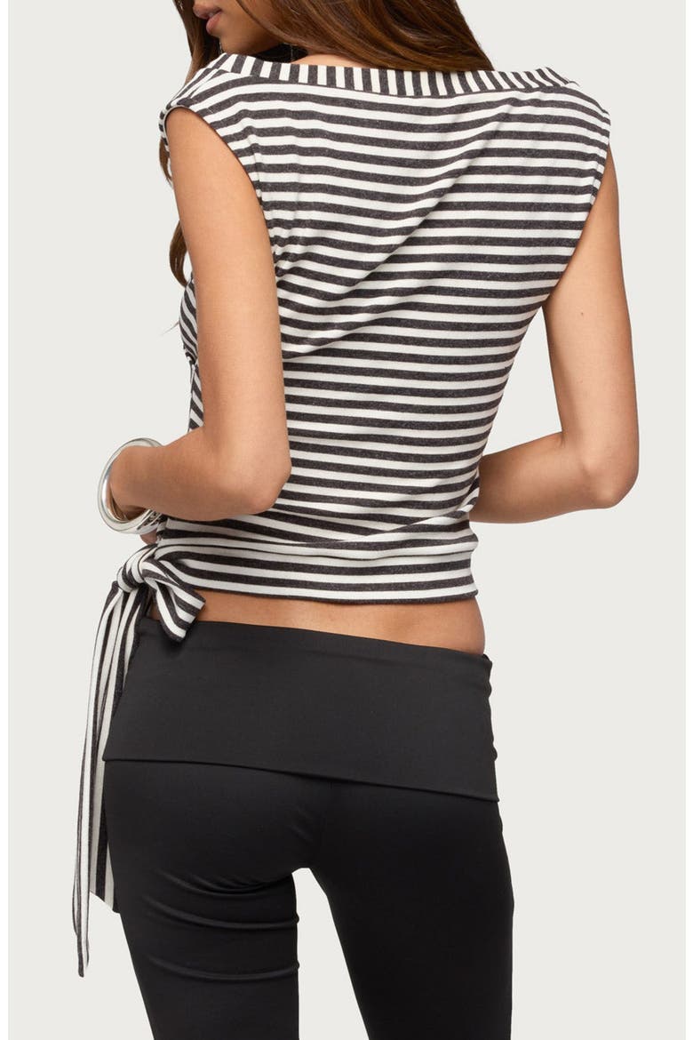 Dollie Stripe Tie Hem Top, Alternate, color, GRAY-AND-WHITE