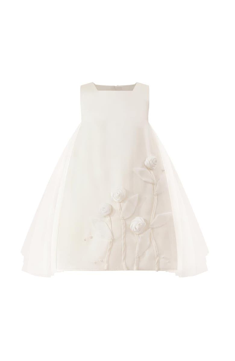 Tulleen Floral Whisper Overlay Dress, Main, color, Ivory