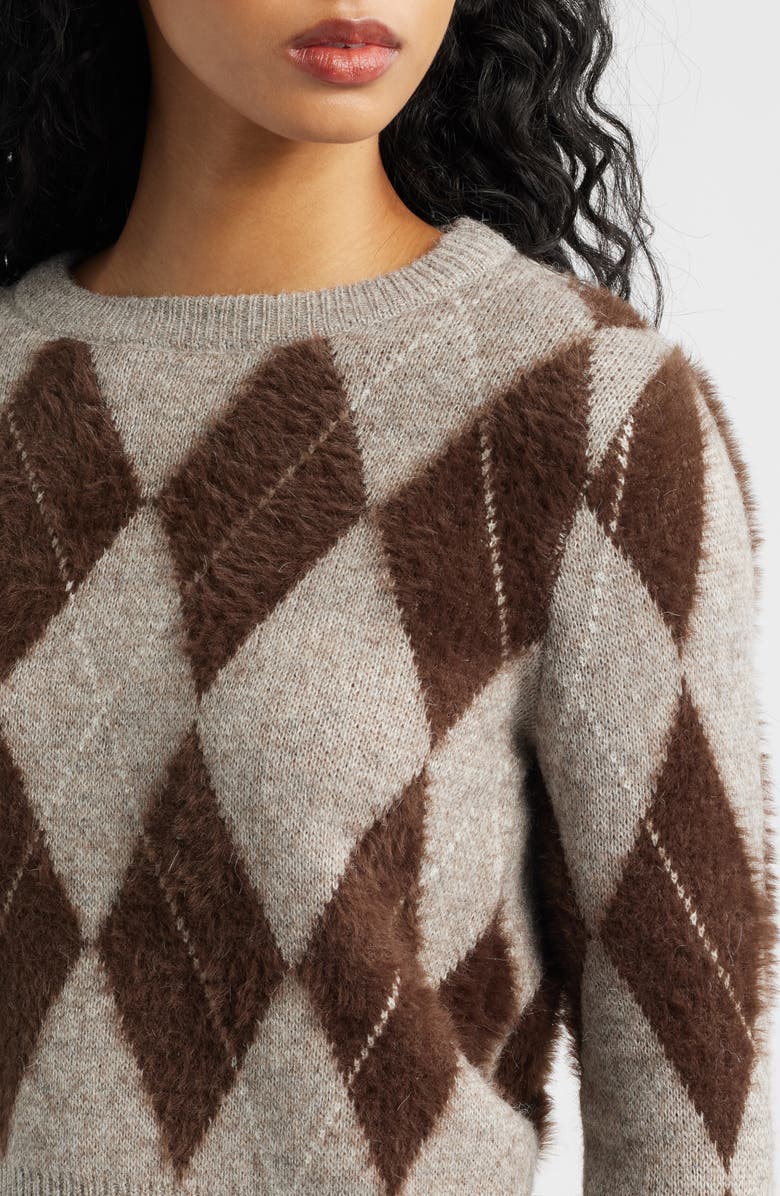 MANGO Rombete Argyle Sweater, Alternate, color, Light/ Pastel Grey