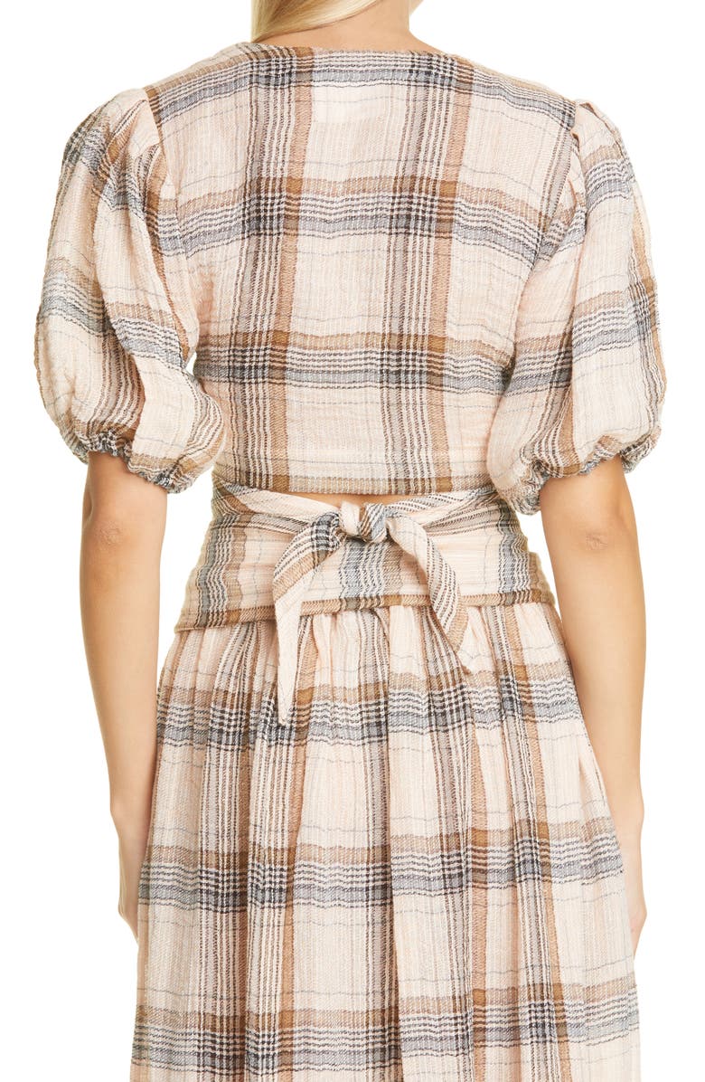 Lisa Marie Fernandez Plaid Tie Crop Top, Alternate, color, 