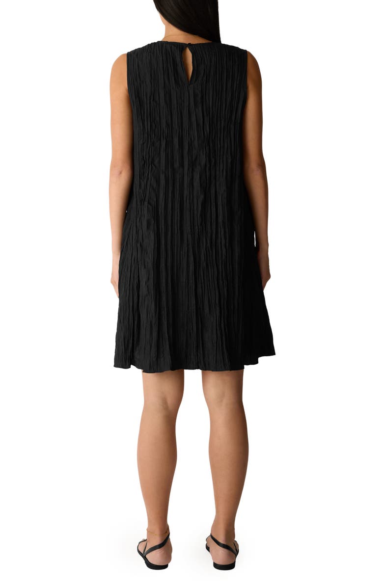 Eileen Fisher Sleeveless Silk A-Line Dress, Alternate, color, Black