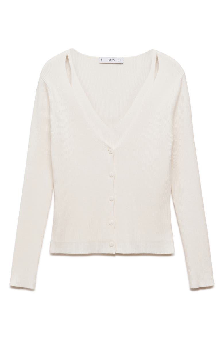 MANGO Rib Cardigan, Alternate, color, Ecru