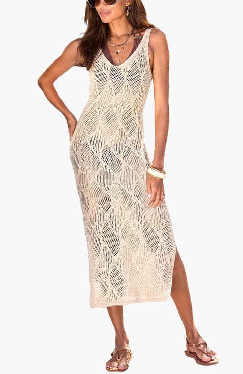Women's Crochet Midi Dress Cover Up