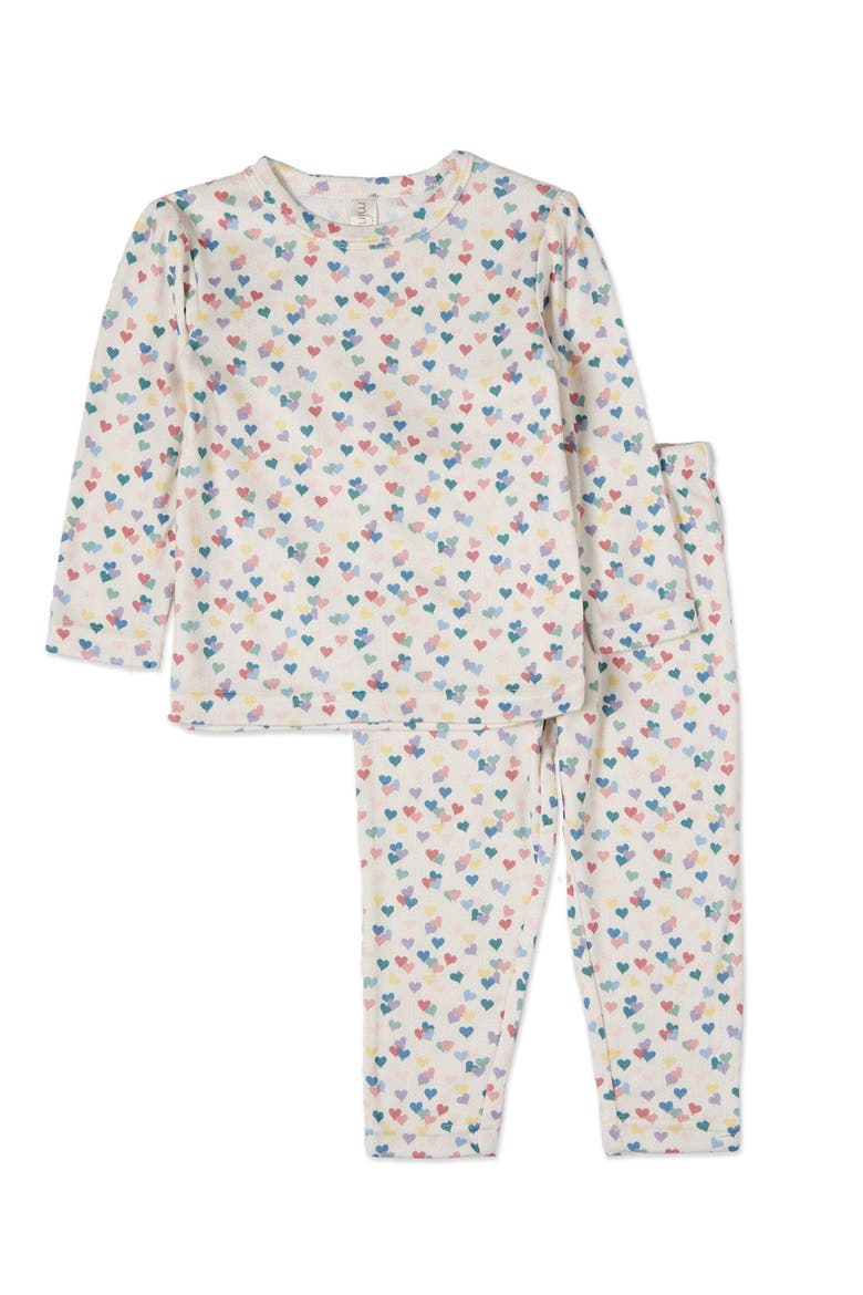 Kid's Candied Hearts Pointelle Pull-On Pajama Set, Main, color, Multi Color Print