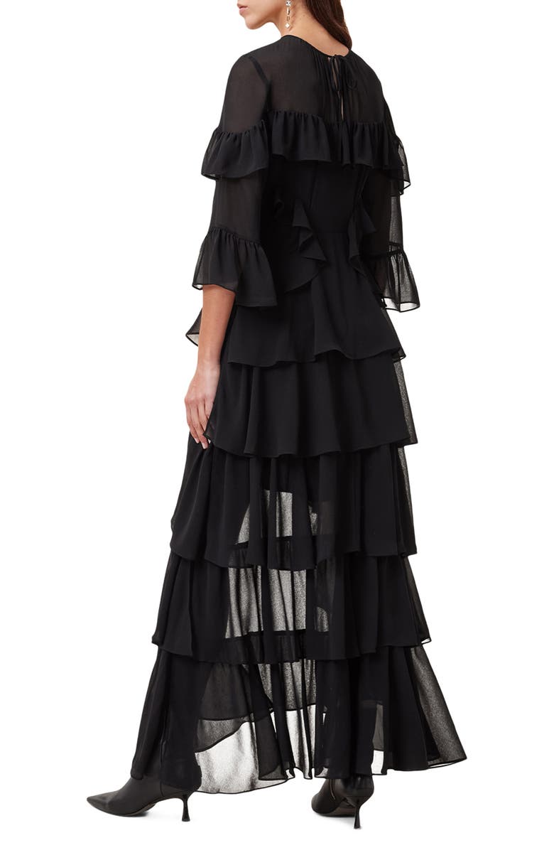 AllSaints Nat Tiered Ruffle High-Low Dress, Alternate, color, 