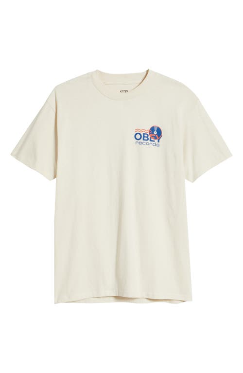 Obey Records Sound Waves Graphic T-shirt In Cream