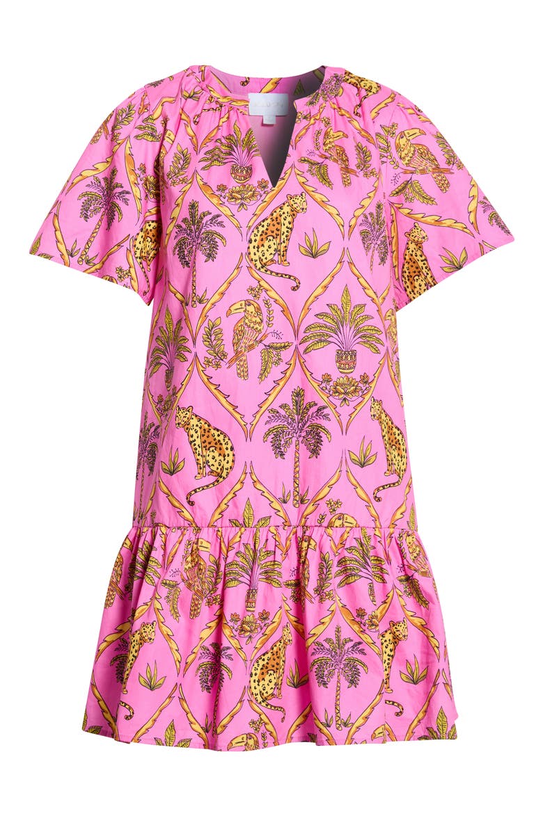 Panther Azari Cotton Shift Minidress, Alternate, color, PINK-LEOPARD