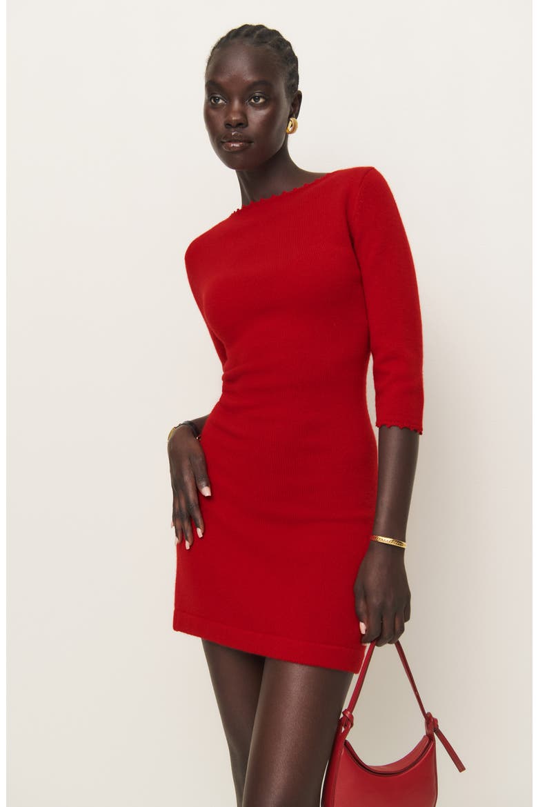 x Kacey Musgraves Baez Recycled Cashmere & Wool Sweater Minidress, Alternate, color, CARDINAL