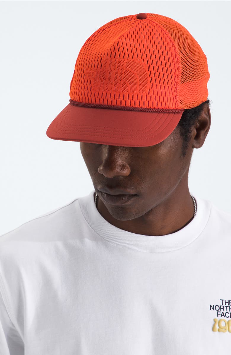 The North Face Runner Trucker Hat, Alternate, color, Lava Red/ Iron Clay