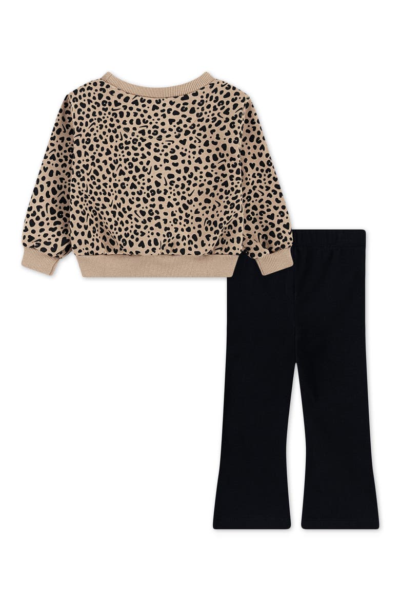 Wild Warmth Fleece Top & Flared Leggings Set, Alternate, color, BLACK