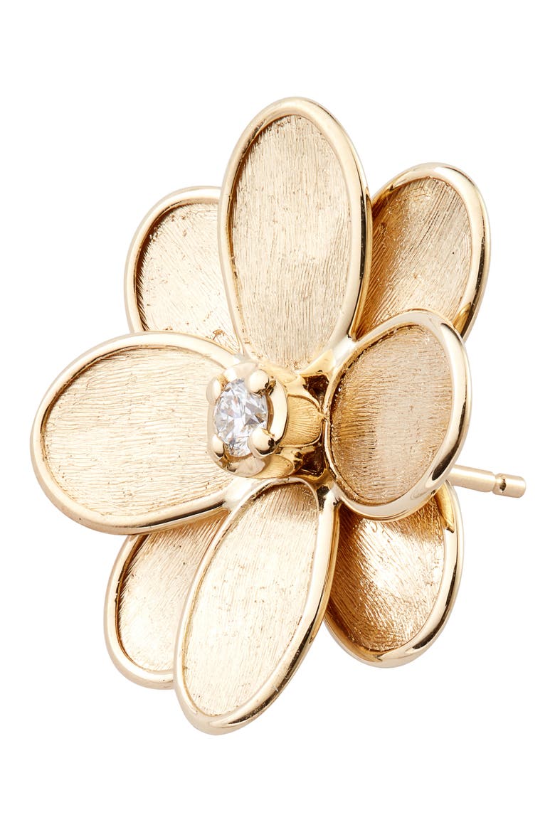 Petali Diamond Flower Stud Earrings, Alternate, color, YELLOW GOLD