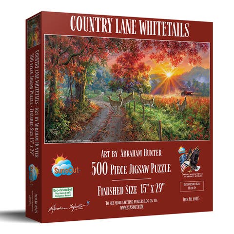 Country Lane Whitetails 500 piece Jigsaw Puzzle for Adults