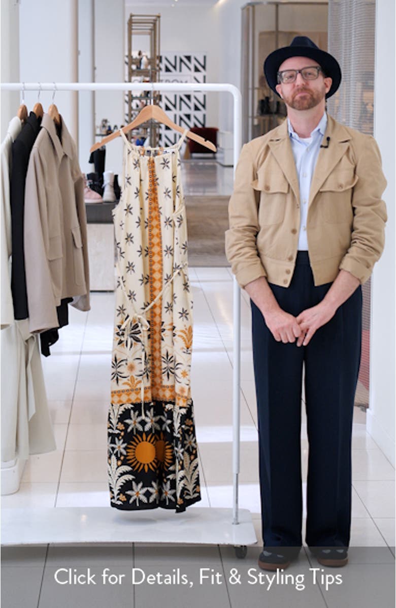 Caravan Palms Mixed Print Midi Dress, sales video thumbnail