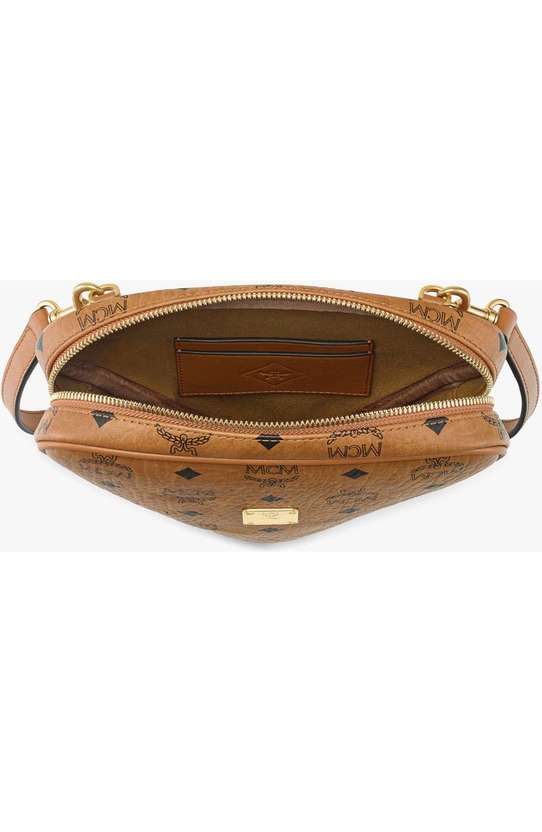 MCM Aren Tambourine Pouch in Visetos, Alternate, color, Cognac