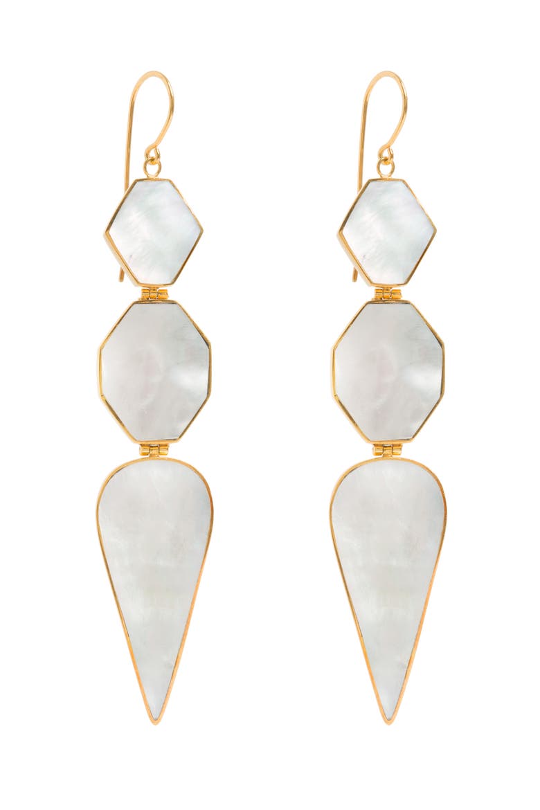 Warrioress Mother of Pearl Earring, Main, color, Gold