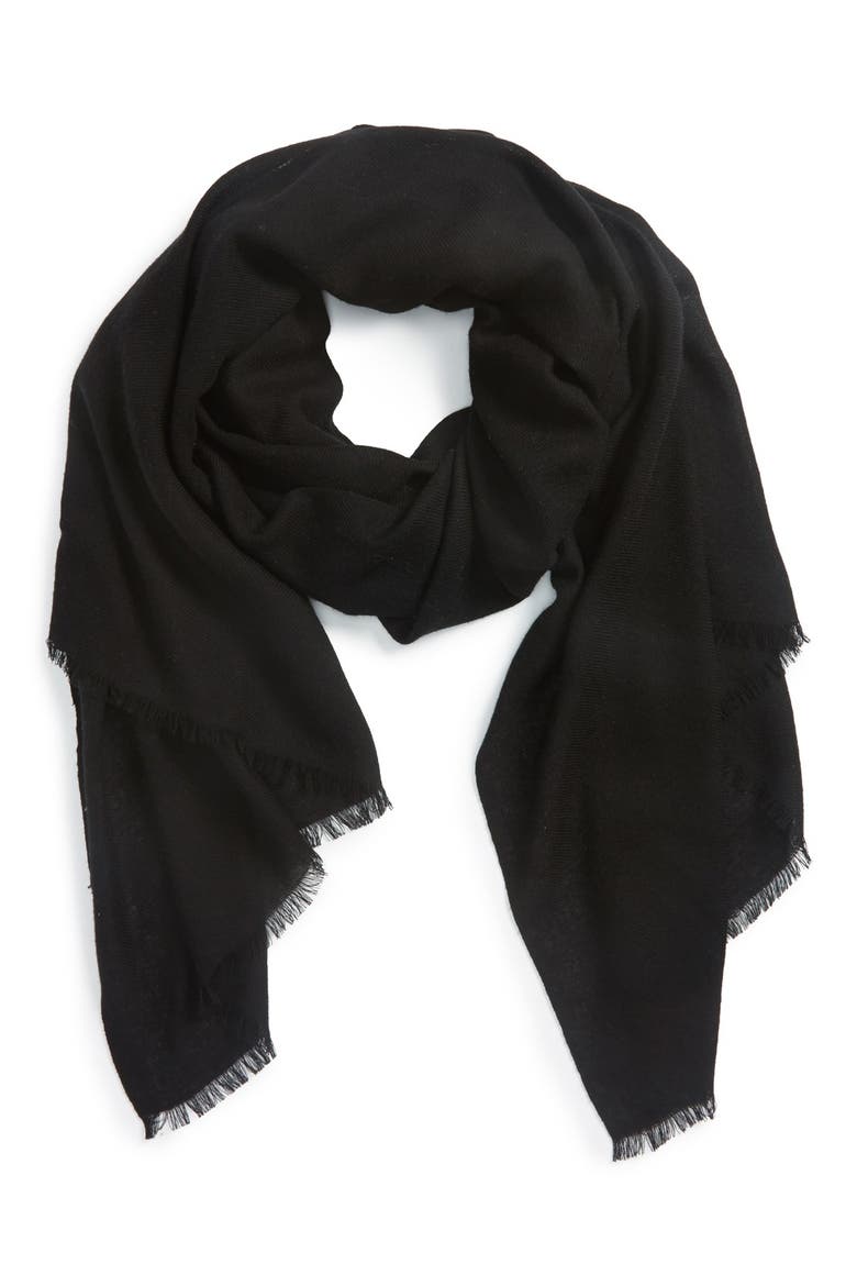Wool & Cashmere Wrap, Main, color, BLACK