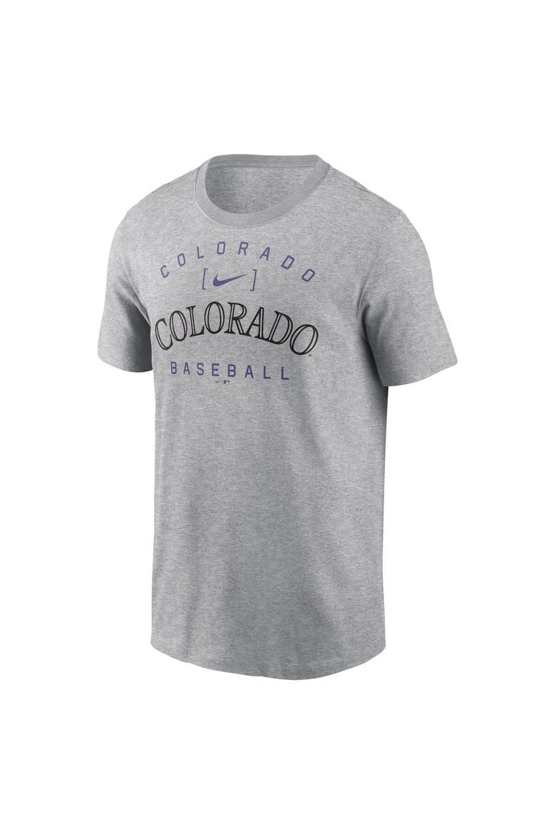 Men's Nike Heather Gray Colorado Rockies Home Team Athletic Arch T-Shirt, Alternate, color, Heather Gray