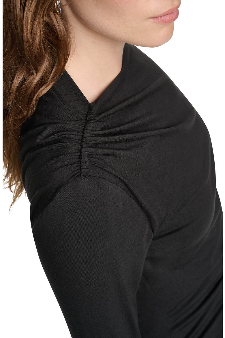 Ruched Long Sleeve Tee, Alternate, color, BLACK