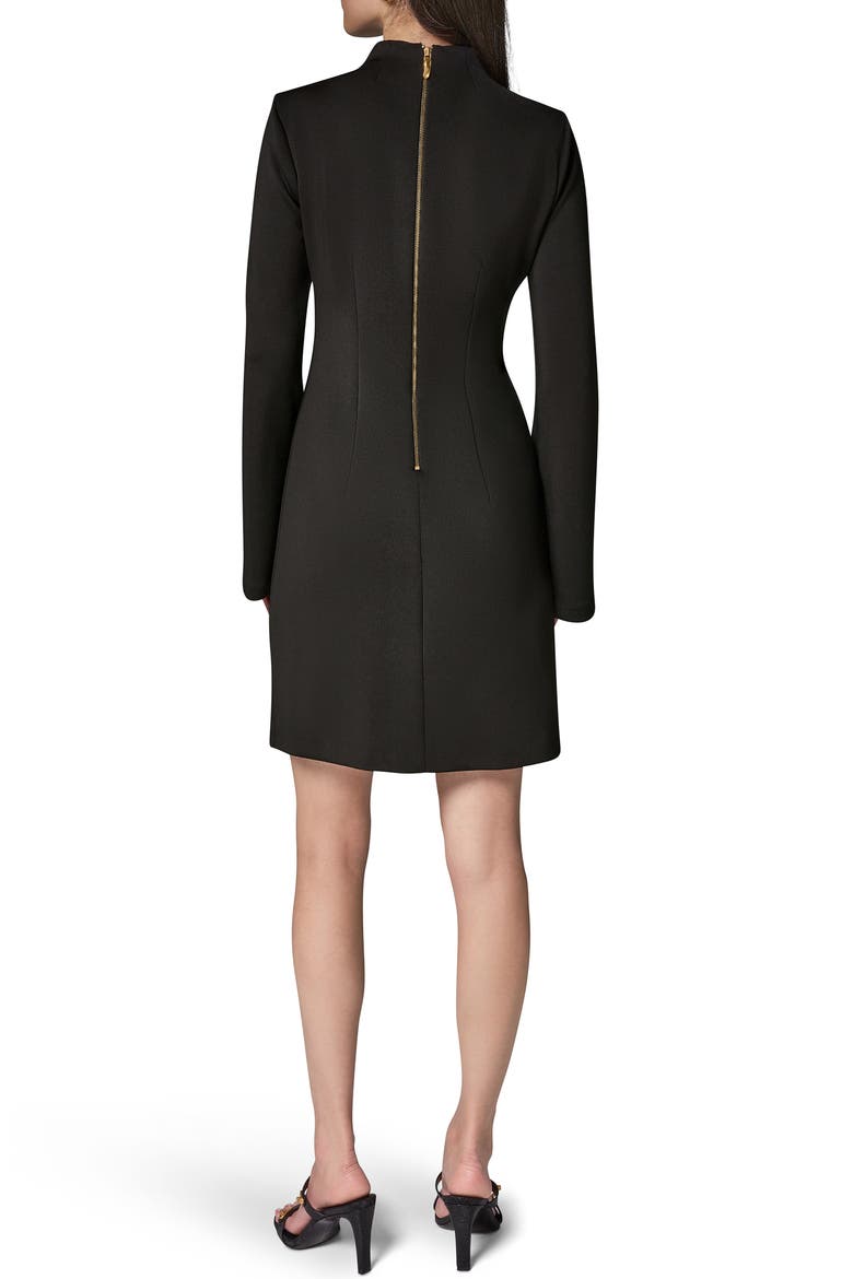 Mock Neck Long Sleeve Heavy Scuba Crepe Minidress, Alternate, color, BLACK