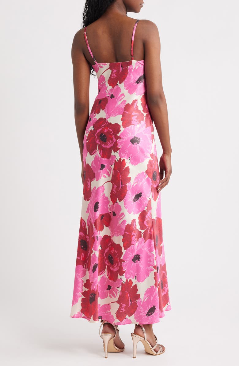 Lulus Faye Floral Print Slipdress, Alternate, color, Fuchsia Floral