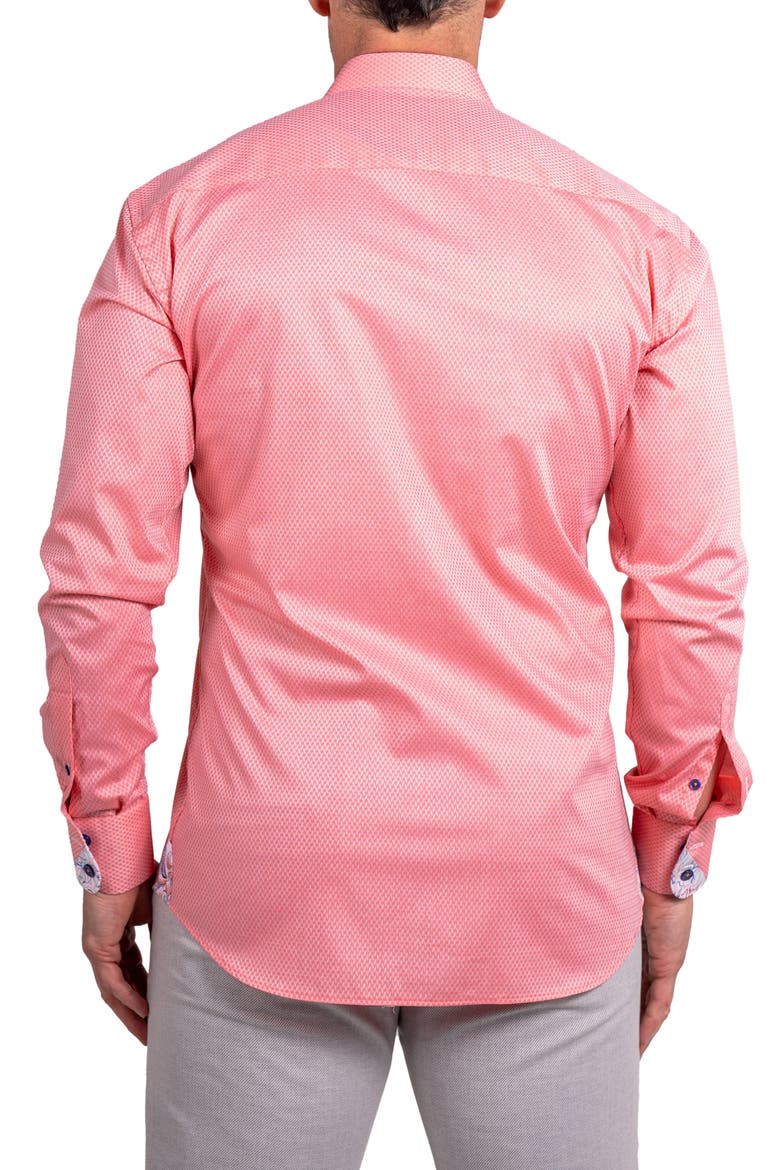 Einstein Ascension0061 Red Micropattern Cotton Button-Up Shirt, Alternate, color, RED