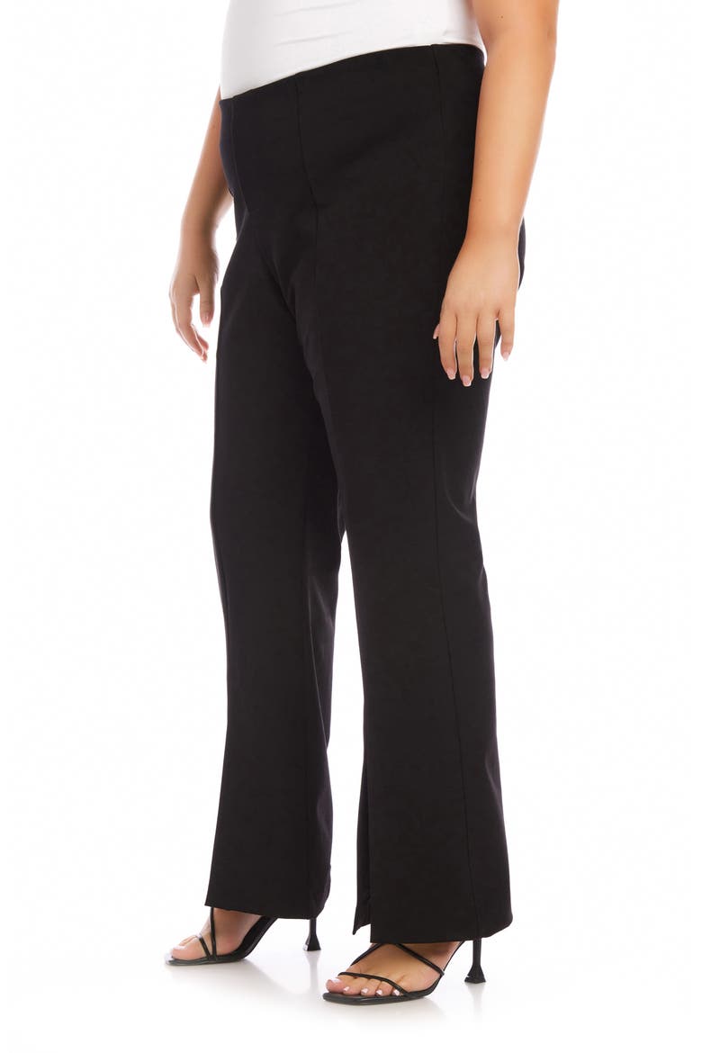 Front Slit Stretch Twill Bootcut Pants, Alternate, color, BLACK