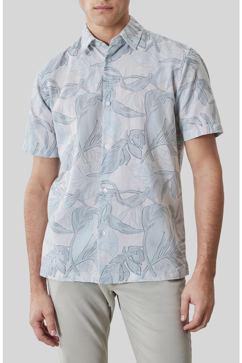 Stratford Cotton Short Sleeve Button-Up Shirt, Main, color, DUSTY TEAL