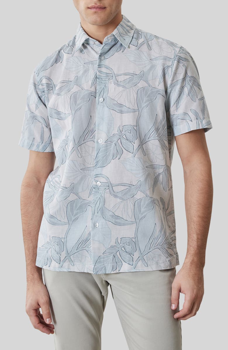 Robert Barakett Stratford Cotton Short Sleeve Button-Up Shirt, Main, color, Dusty Teal