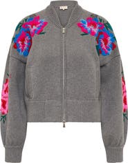 Maison Common Embroidered Knit Cardigan With Zipper