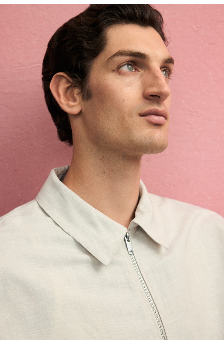 H&M Regular Fit Linen-blend Jacket, Alternate, color, Light Beige