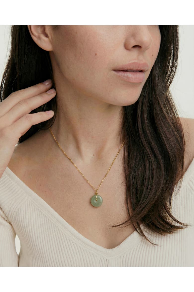 Coin Green jade hollow necklace, Alternate, color, Light green
