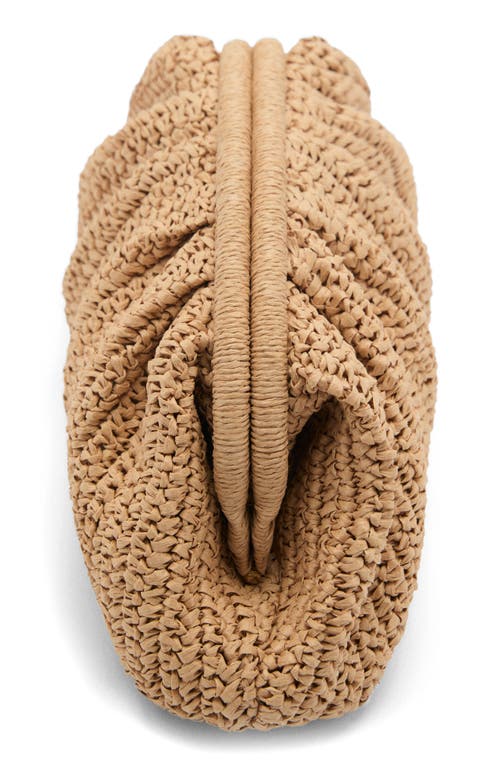 Mango Medium Straw Clutch In Beige