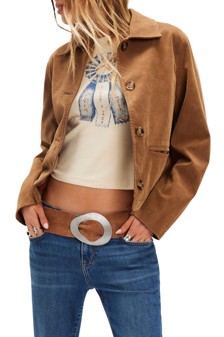 Hera Faux Leather Jacket, Main, color, CARAMEL CAFE