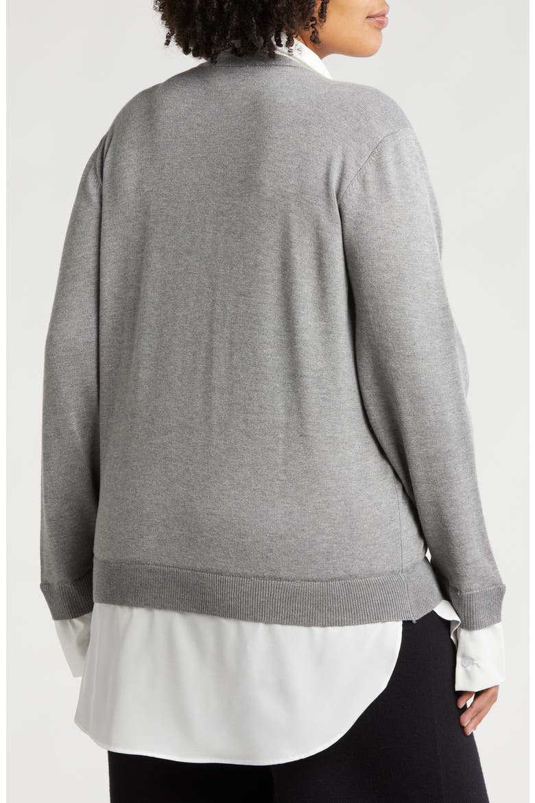 Arlo Twofer Sweater, Alternate, color, LIGHT GREY HEATHER/ WHITE