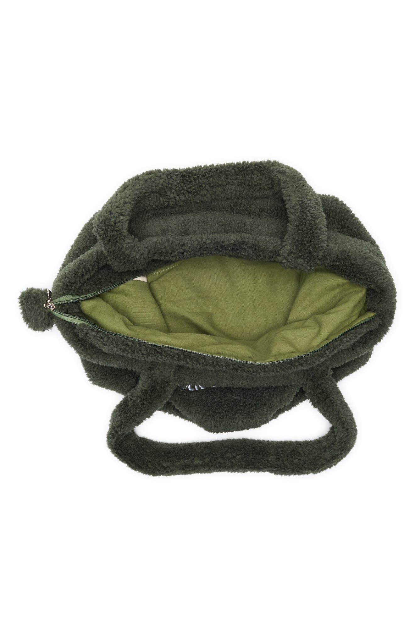 Museum of Peace 
Quiet Wordmark Faux Shearling Tote Bag, Alternate, color, 