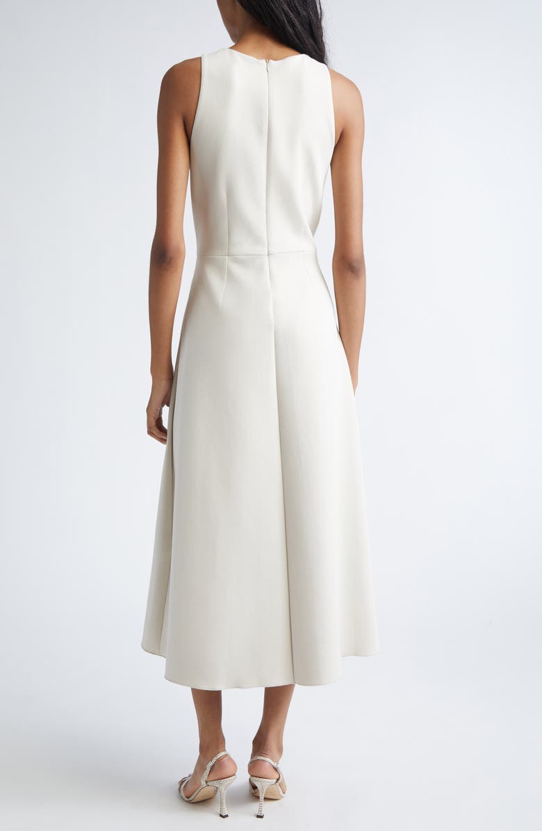 Max Mara Pleated Skirt Flared Scuba Jersey Dress, Alternate, color, Beige