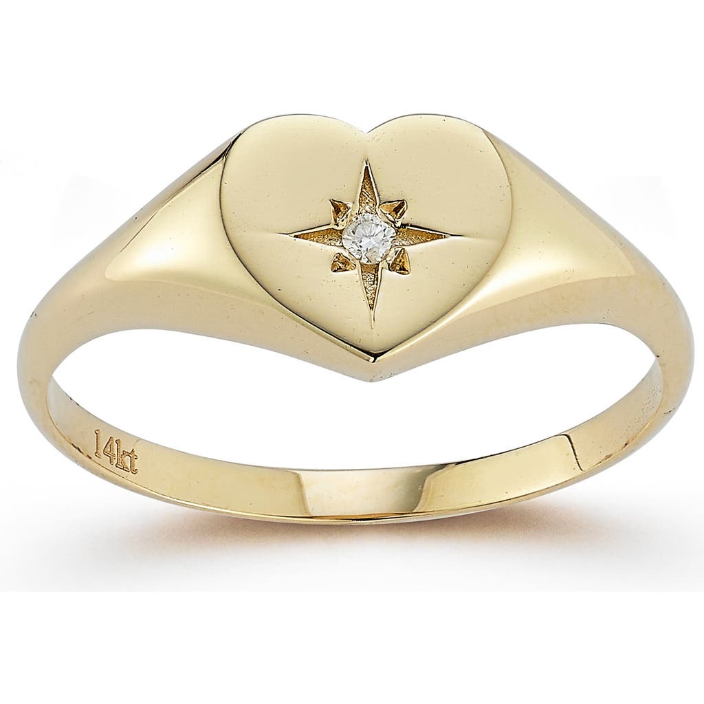 Ember Fine Jewelry 14k Gold Diamond Heart Star Signet Ring In Gold