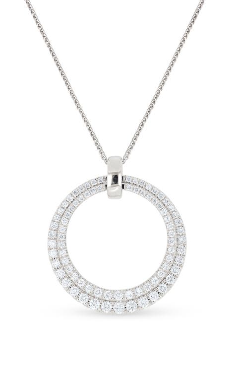 18k Gold Diamond Circle Pendant Necklace