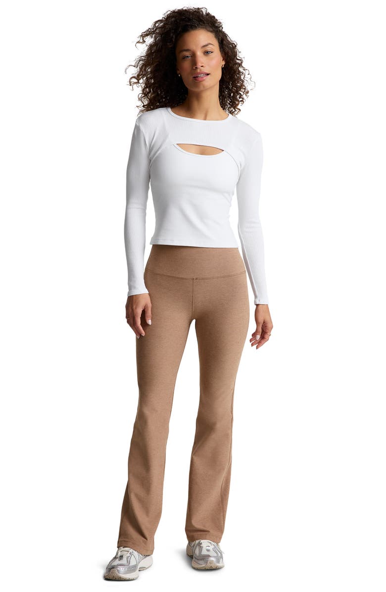 Beyond Yoga Practice Space Dye High Waist Pants, Alternate, color, Desert Sand Heather