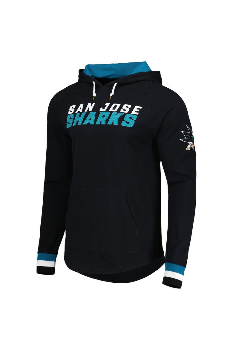 Men's Mitchell & Ness Black San Jose Sharks Legendary Slub Hoodie Long Sleeve T-Shirt, Alternate, color, Black
