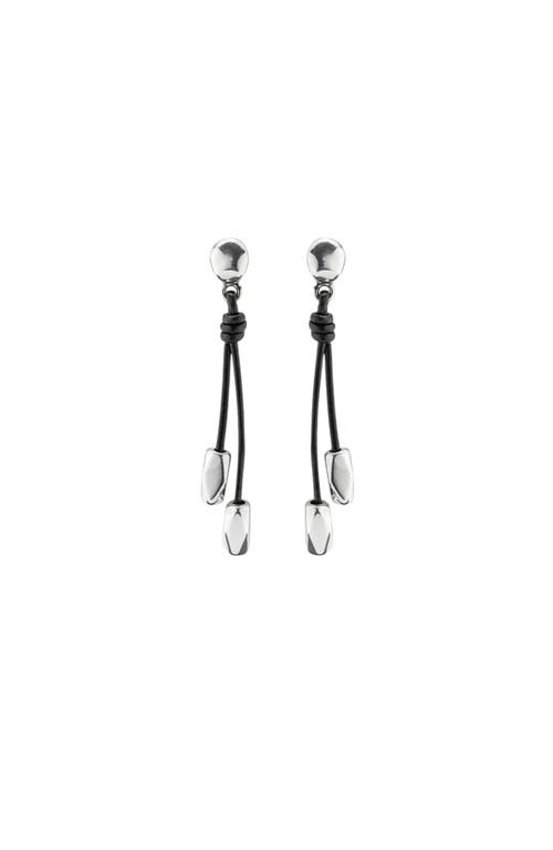 Unode50 Leather Beaded Drop Earrings In Blue