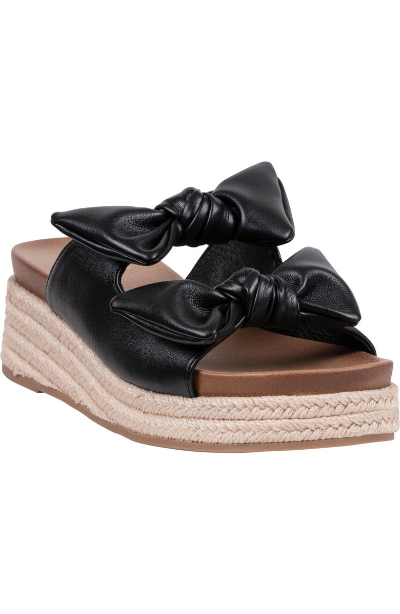 GOOD CHOICE NEW YORK Cosmos Bow Espadrille Wedge Sandal, Main, color, Black