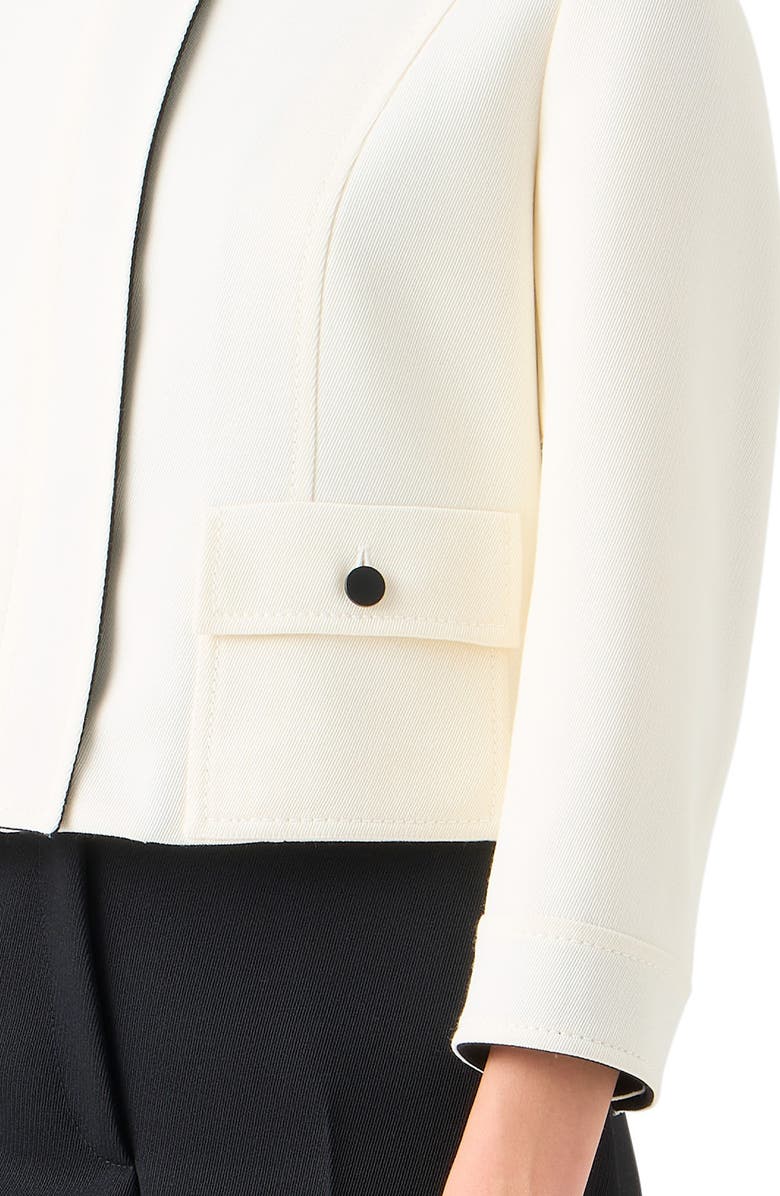 Akris punto Crop Virgin Wool Jacket, Alternate, color, Cream-Black