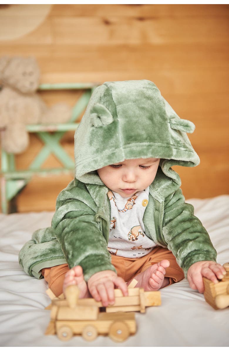 Deux par Deux Baby Boy's Plush Hooded Zip Jacket Green, Alternate, color,