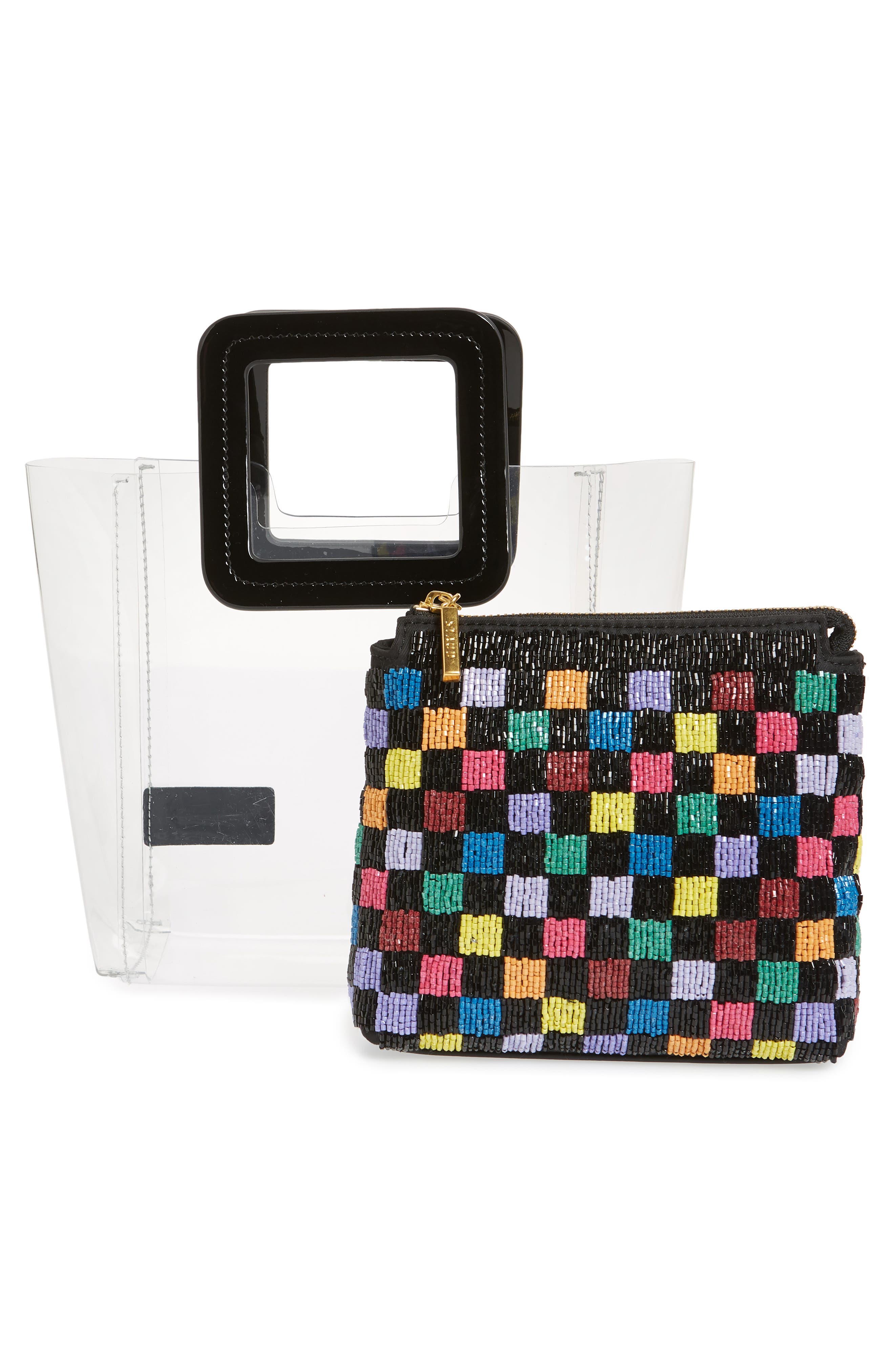 STAUD Mini Shirley Beaded Transparent Handbag, Alternate, color, 