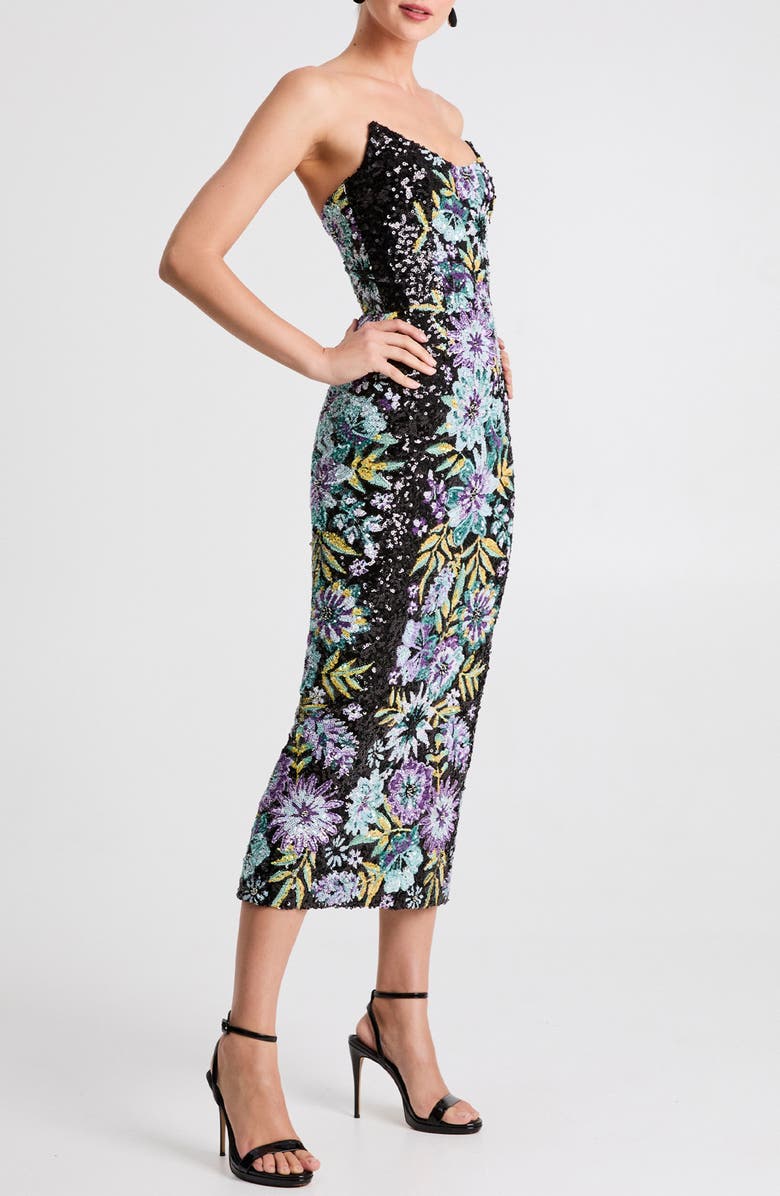 HELSI Alessandra Sequin Strapless Gown, Alternate, color, Black Multi Floral