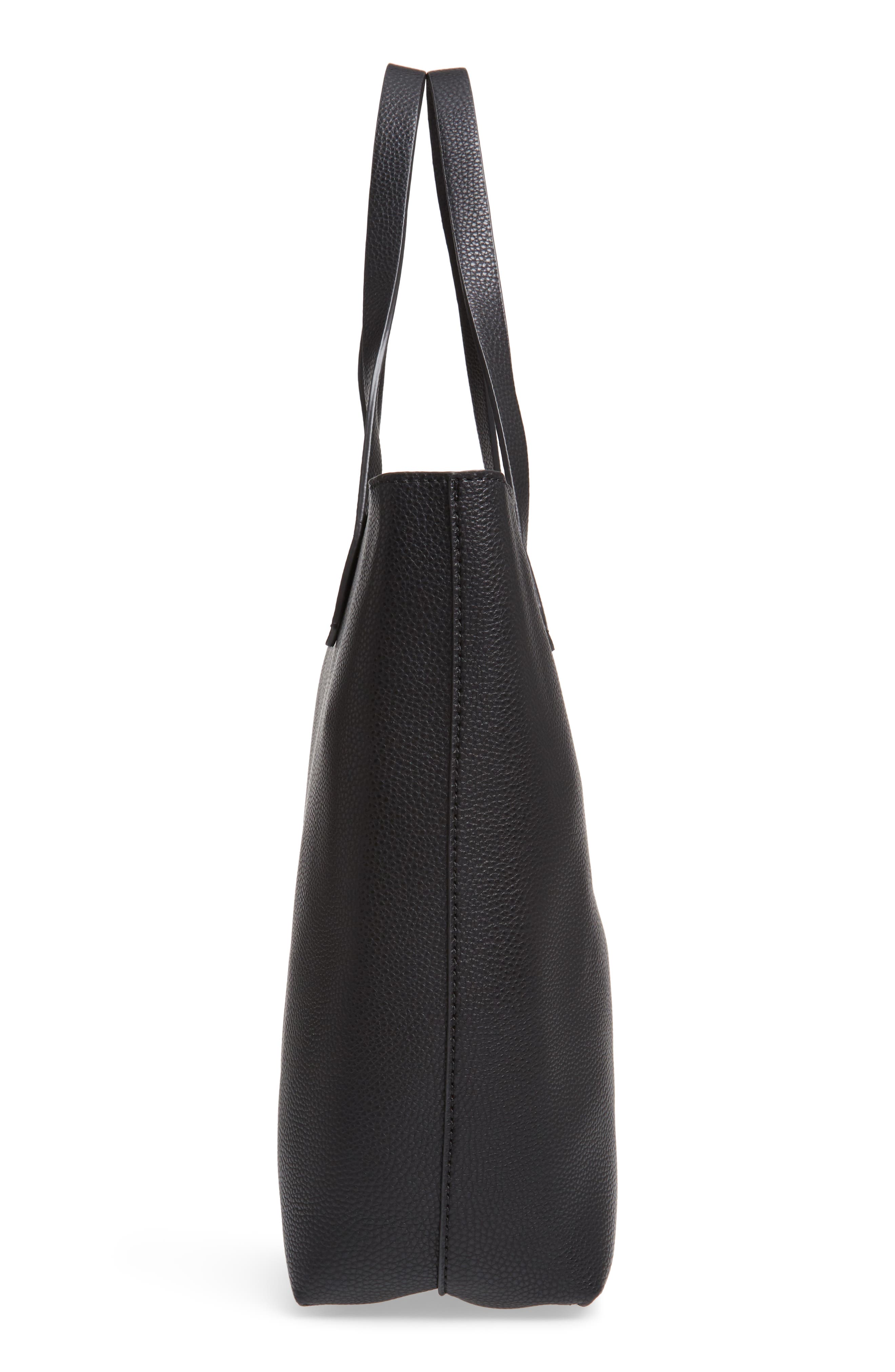 Faux Leather Classic Tote, Alternate, color, BLACK