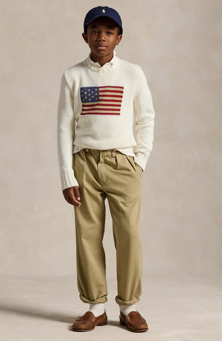 Polo Ralph Lauren Kids' American Flag Cotton Crewneck Sweater, Alternate, color, 