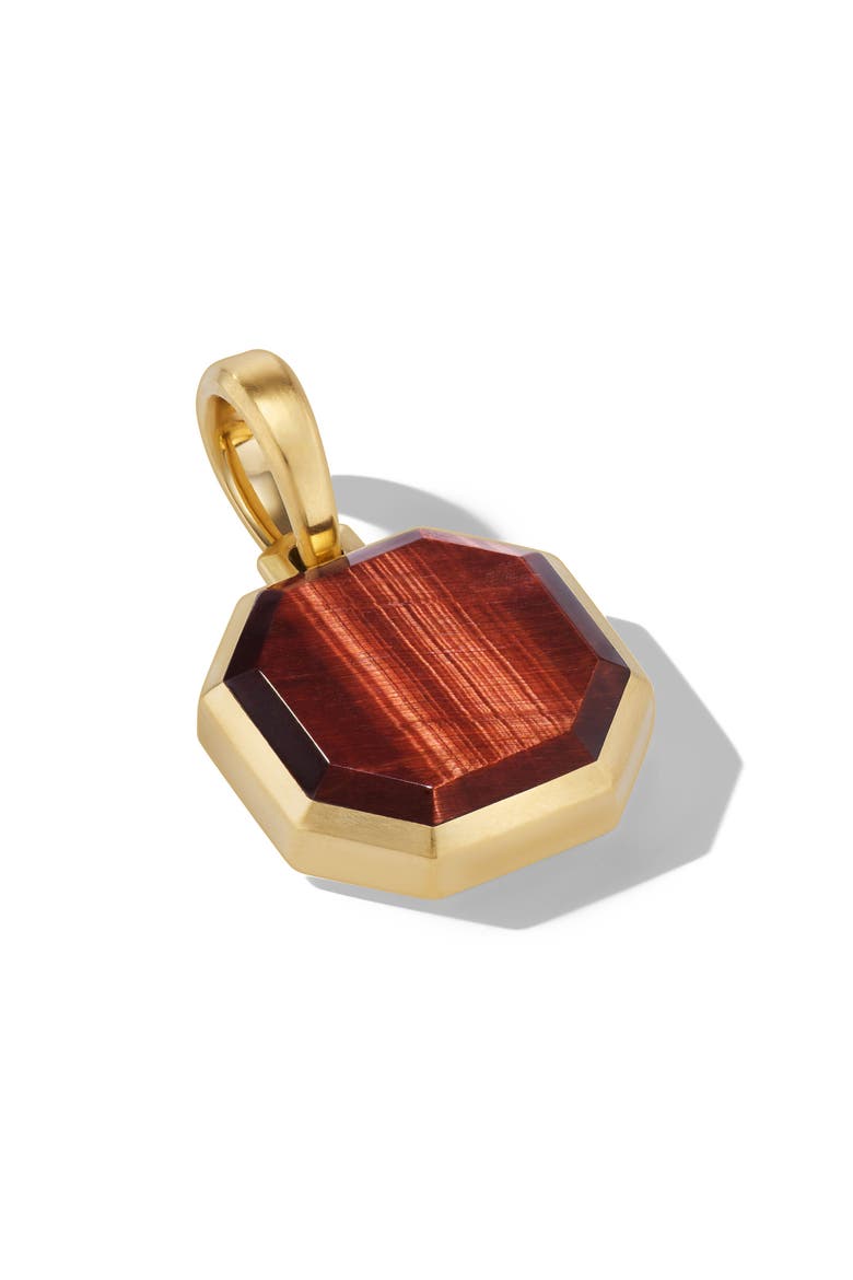 Faceted Stone Amulet Pendant in 18K Yellow Gold, Alternate, color, RED TIGERS EYE/ 18K GOLD