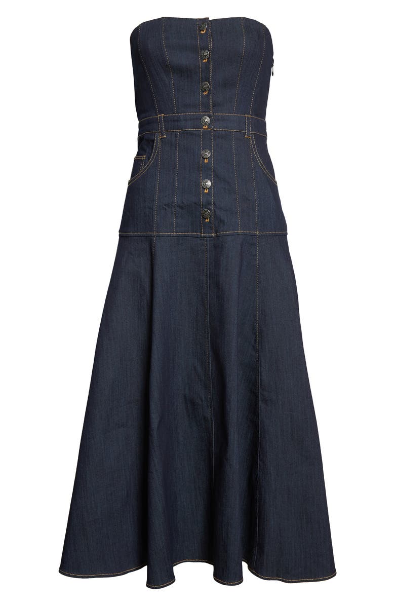 Cinq à Sept Veena Strapless Denim Midi Dress, Alternate, color,
